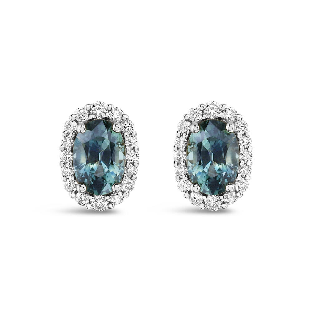 1.22ctw. Montana Sapphire & Diamond Earrings in 14k Gold