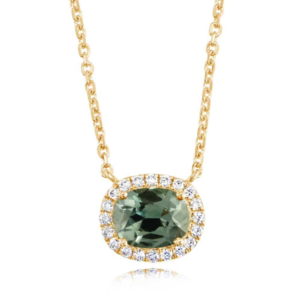 1.02ct. Montana Sapphire & Diamond Necklace in 14k Gold