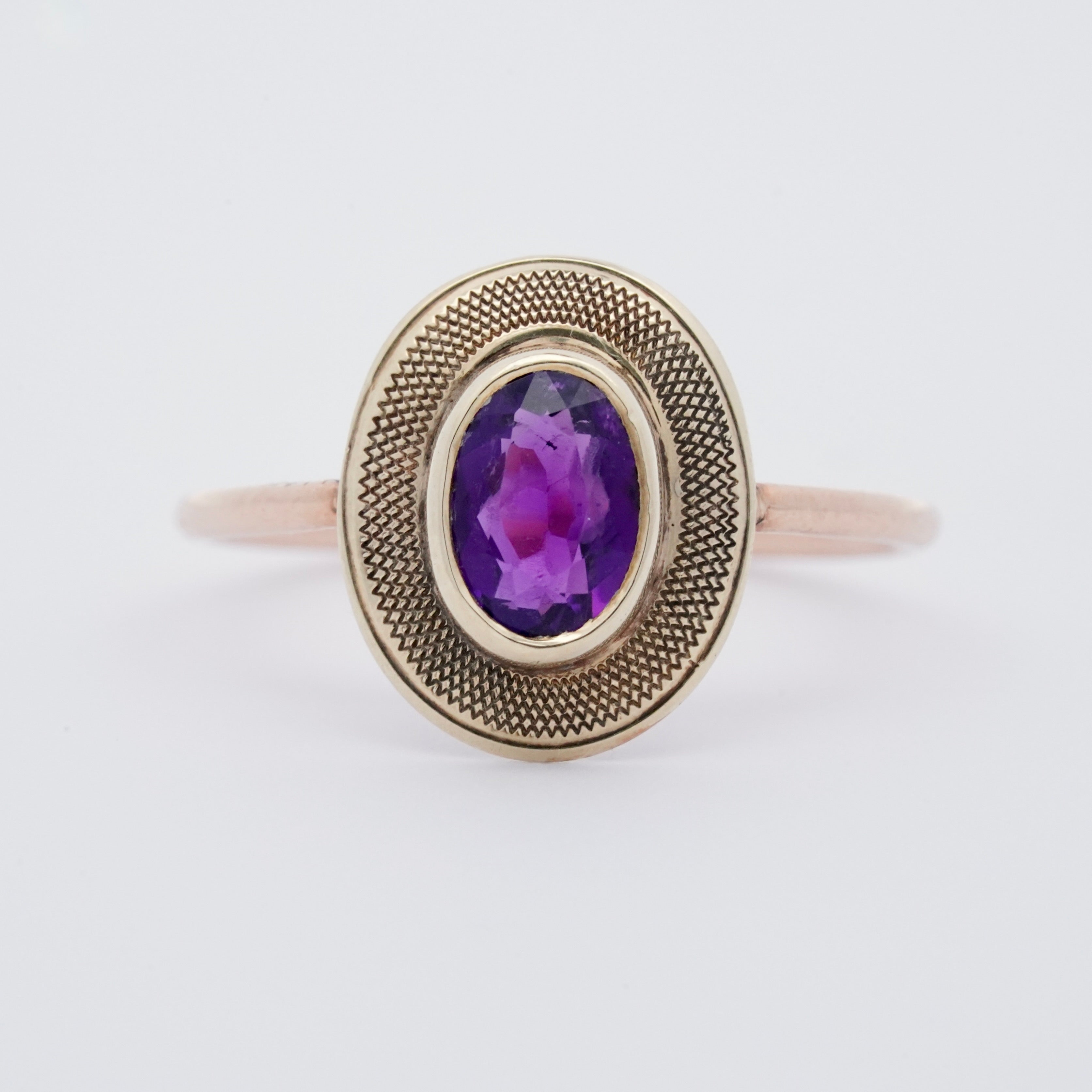 Amethyst "Stick-Pin" Ring in 14K Gold