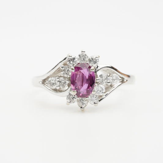 Purple Sapphire & Diamond Ring in 14k Gold