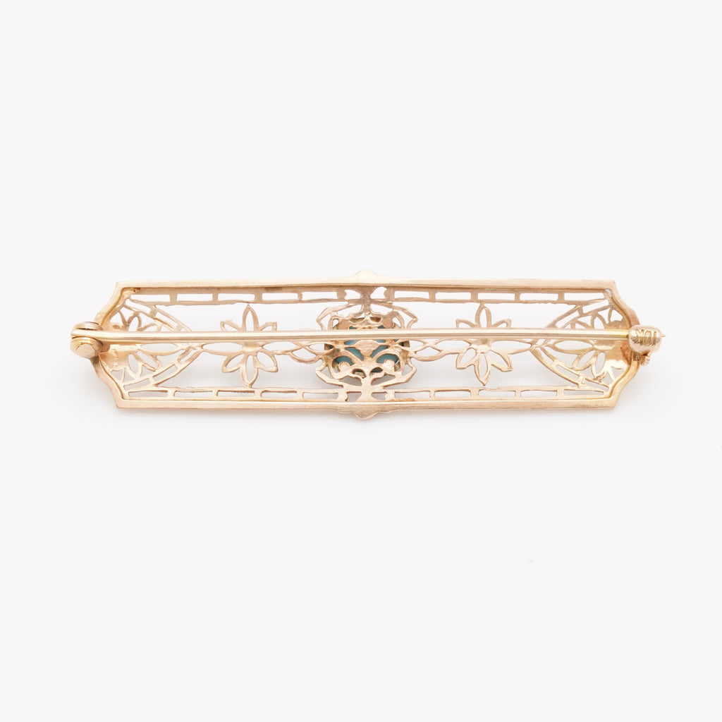 Antique 10k Yellow Gold Filigree Bar Pin