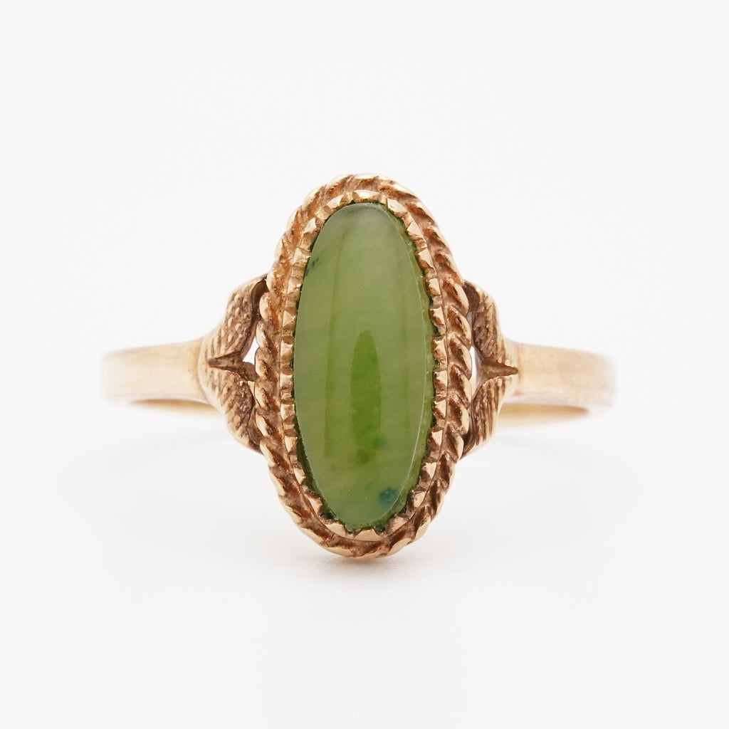 Vintage Nephrite Jade Ring in 14K Gold
