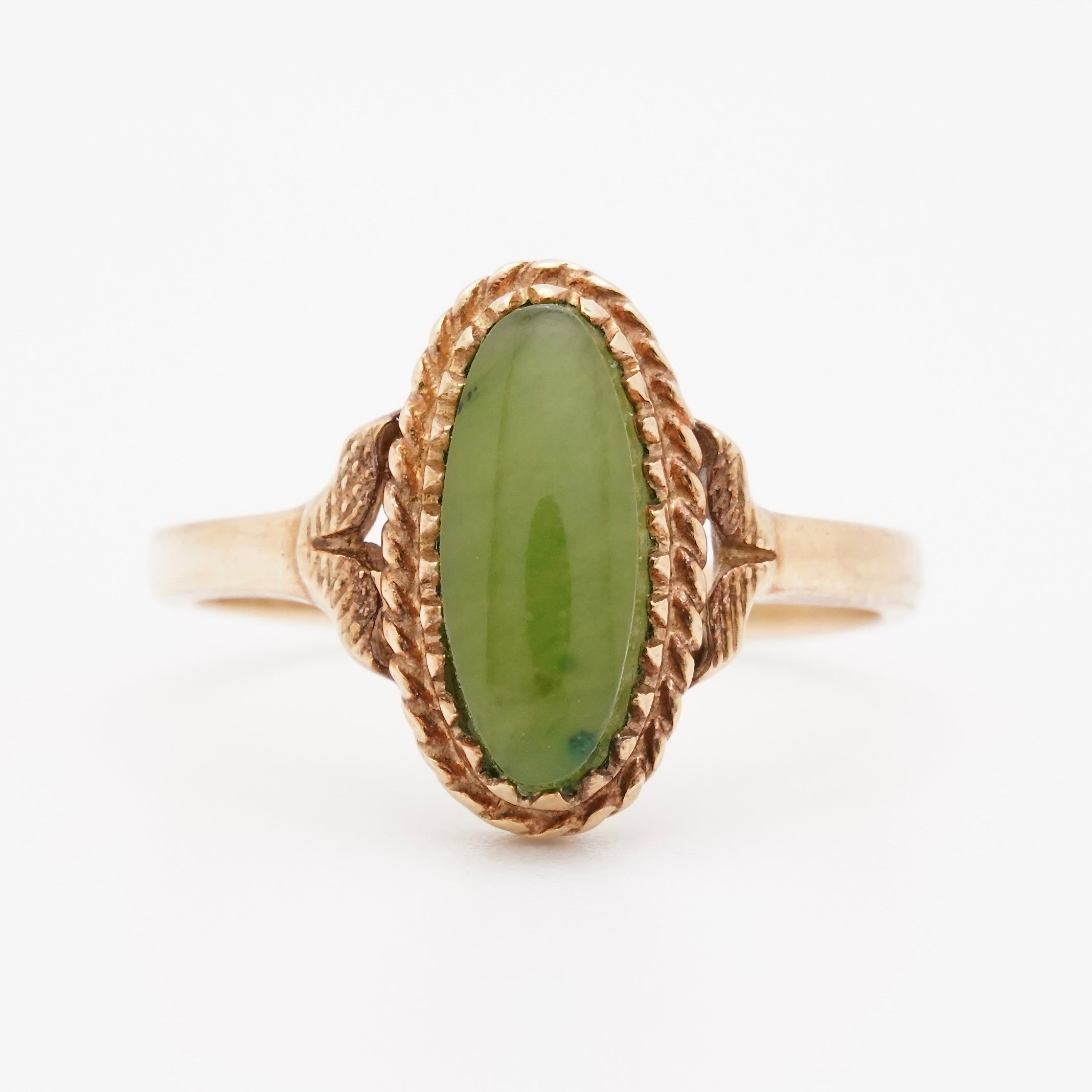 Vintage Nephrite Jade Ring in 14K Gold
