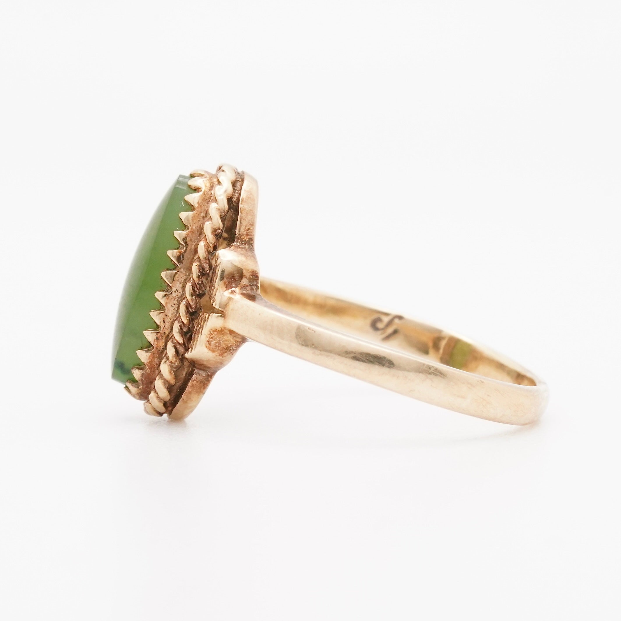 Vintage Nephrite Jade Ring in 14K Gold
