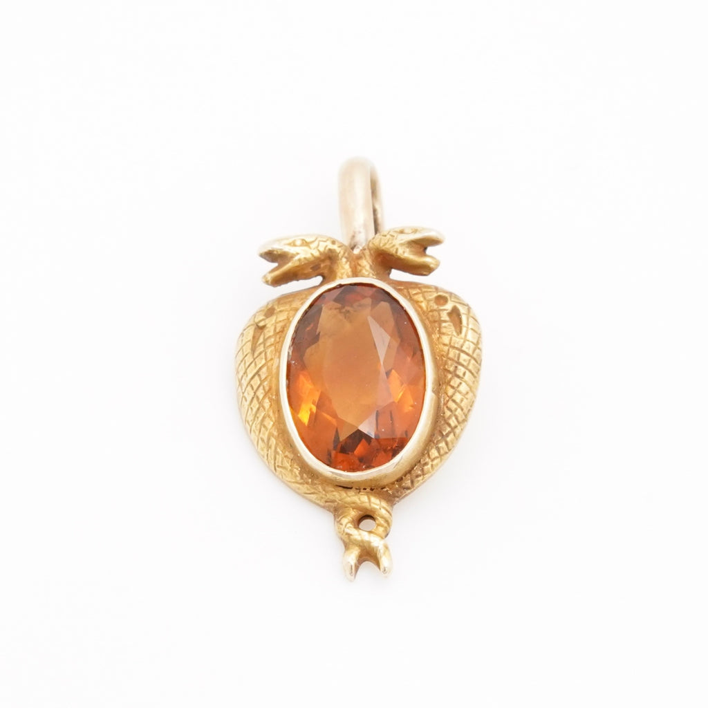 Vintage Citrine Snake Pendant in 14k Gold
