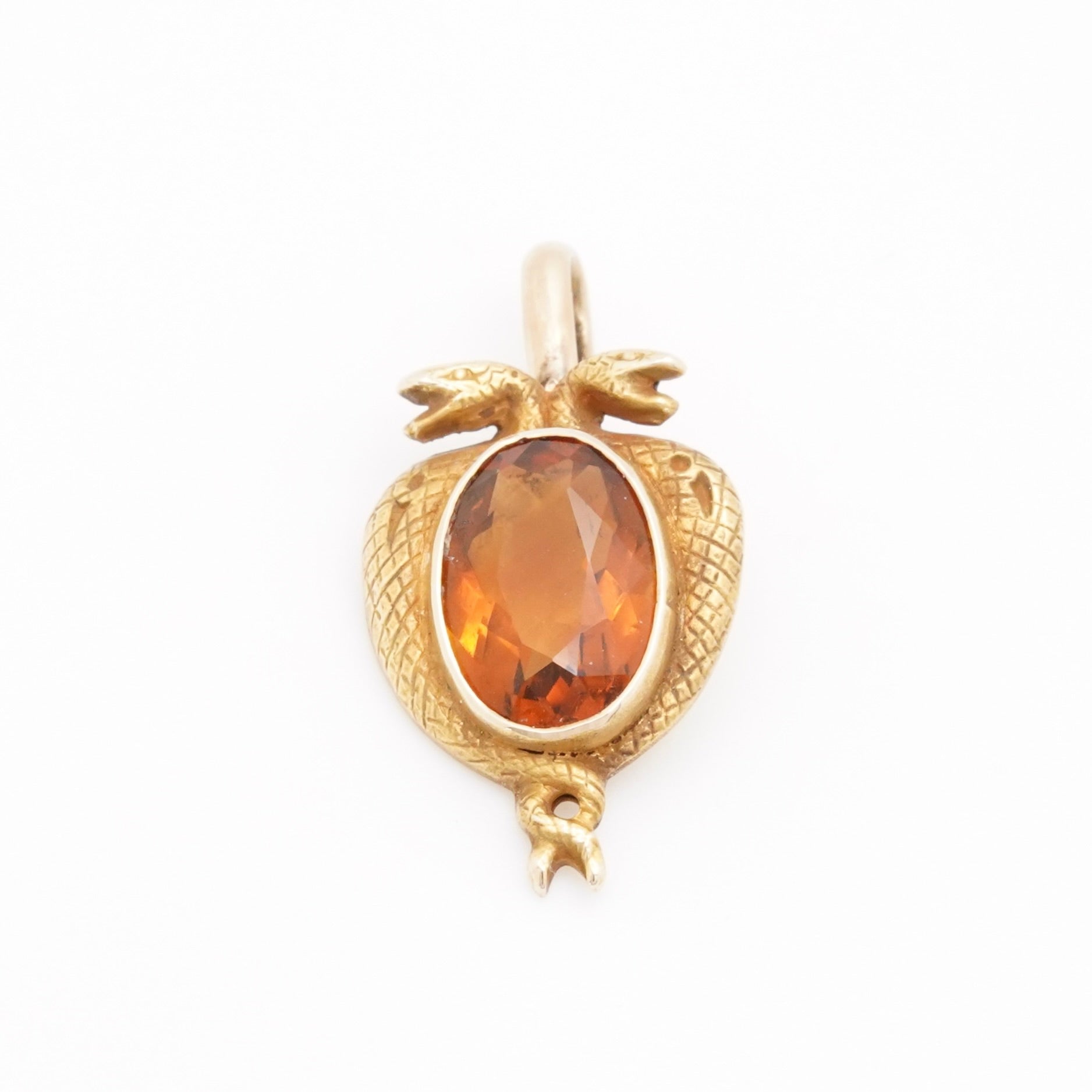 Vintage Citrine Snake Pendant in 14k Gold