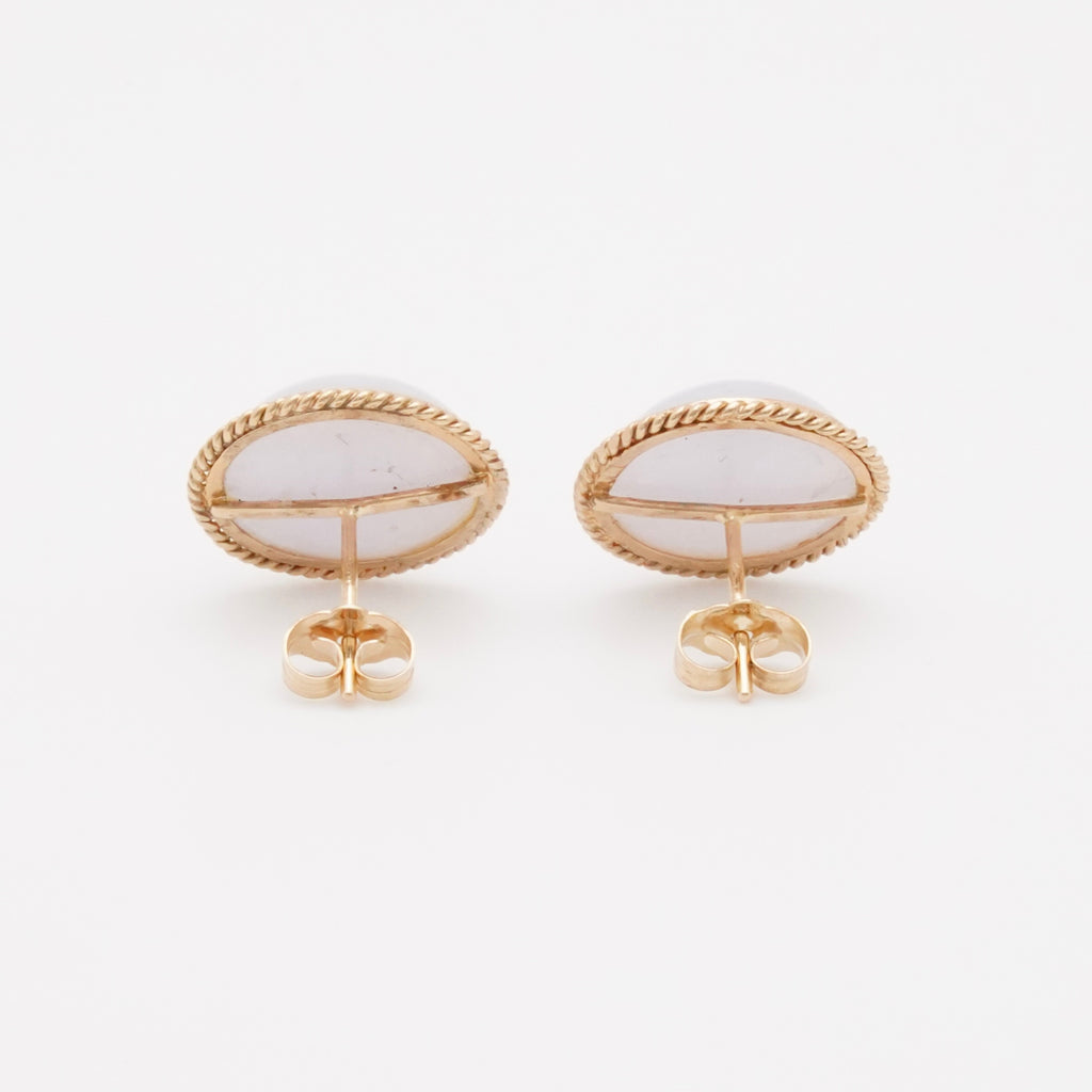 Estate Lavender Jadeite Jade Earrings in 14K Gold