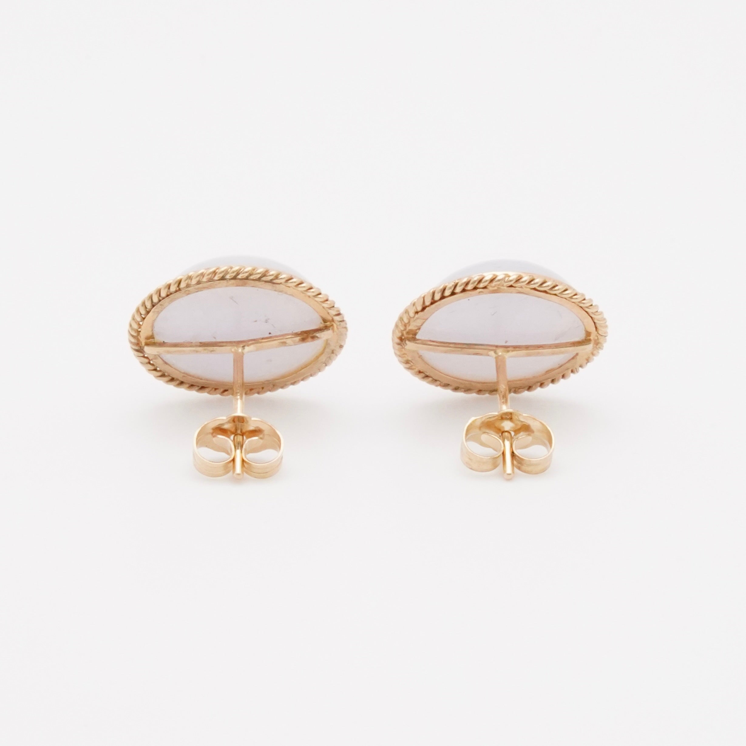 Estate Lavender Jadeite Jade Earrings in 14K Gold