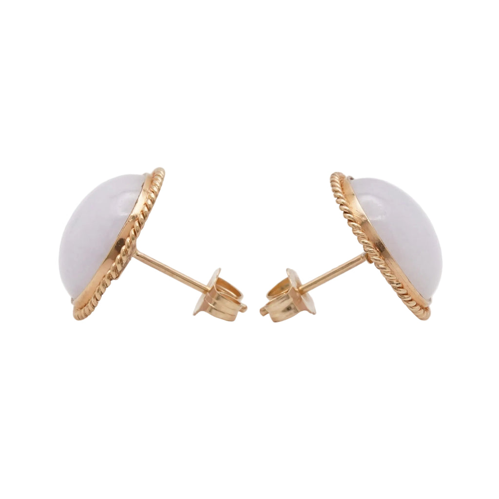 Estate Lavender Jadeite Jade Earrings in 14K Gold