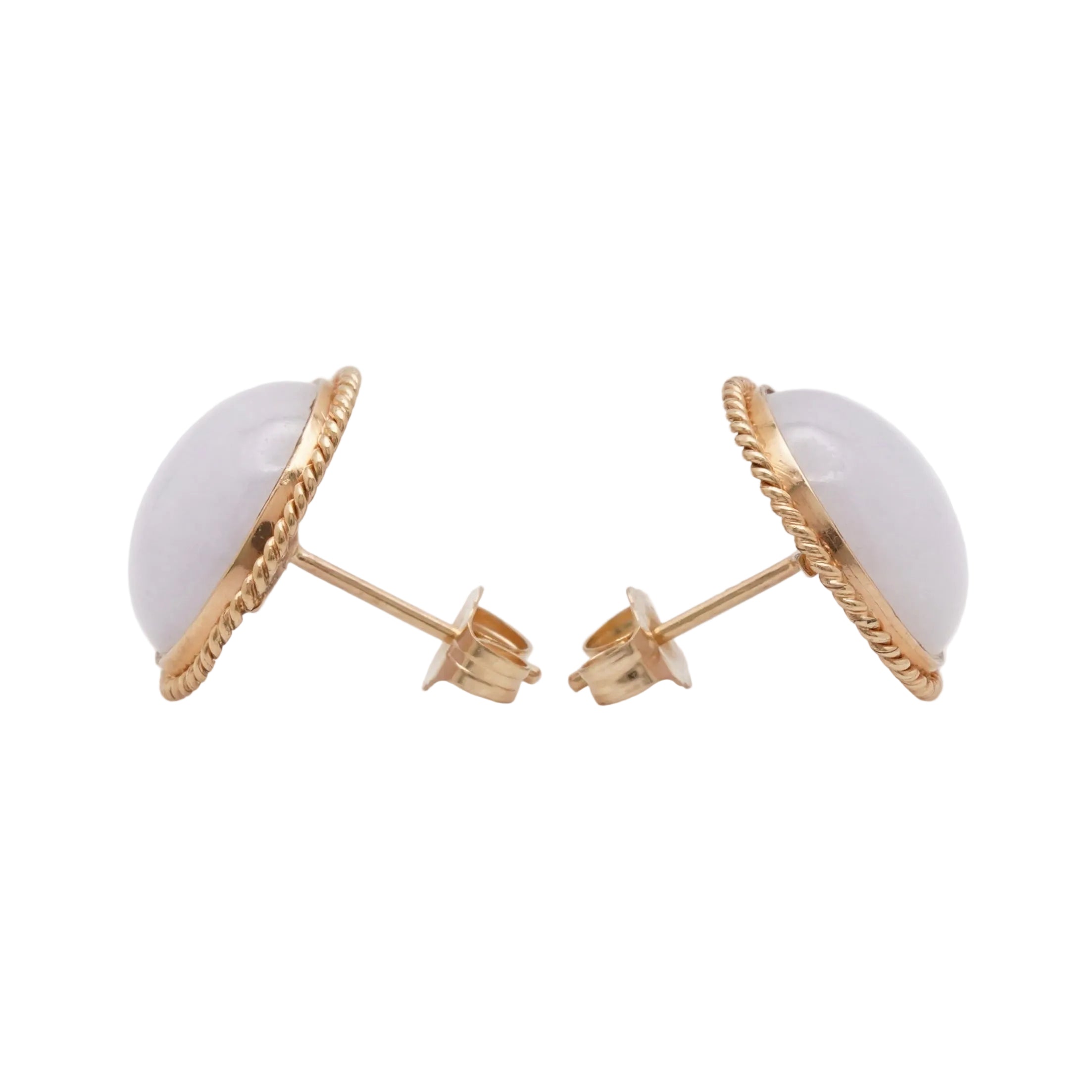 Estate Lavender Jadeite Jade Earrings in 14K Gold