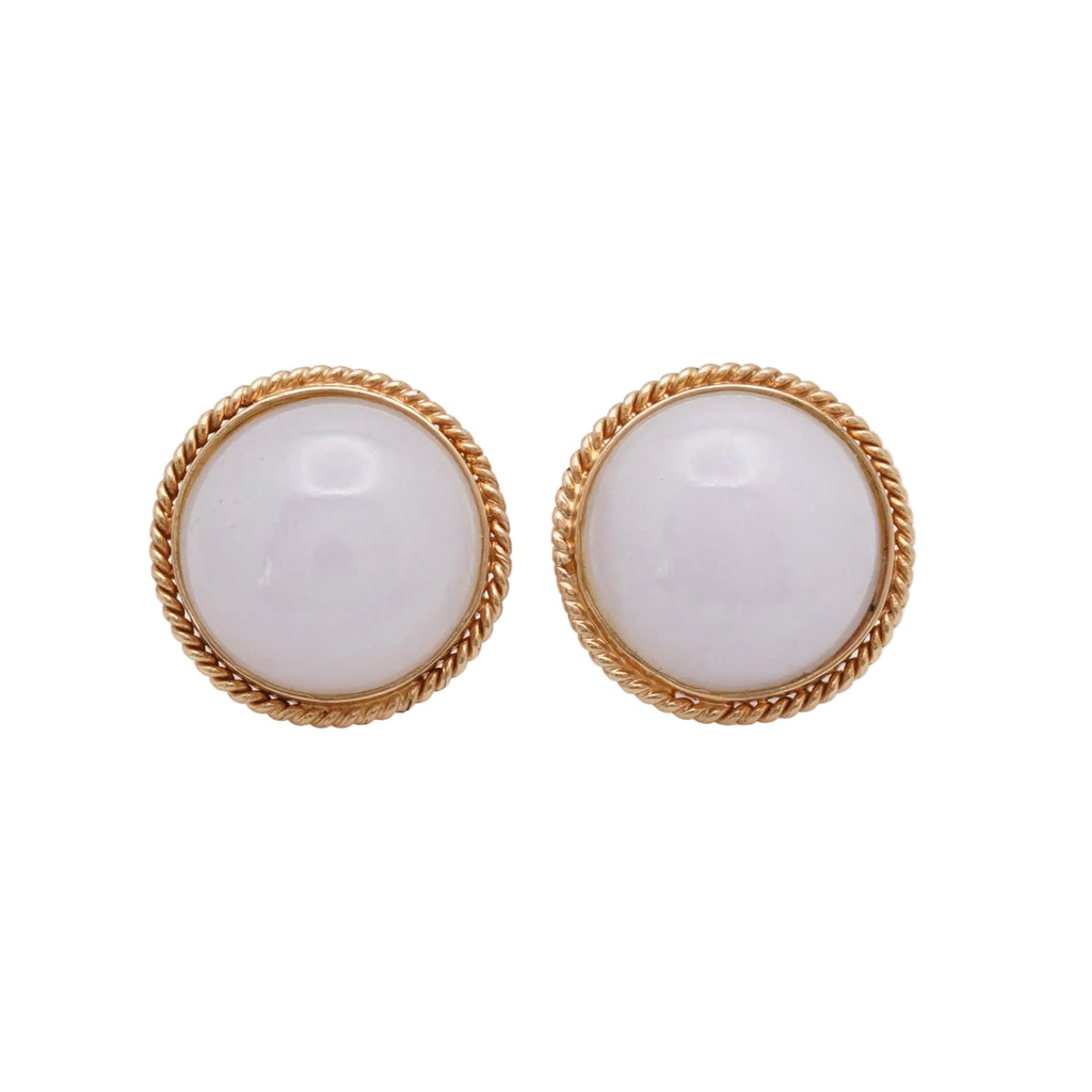 Estate Lavender Jadeite Jade Earrings in 14K Gold
