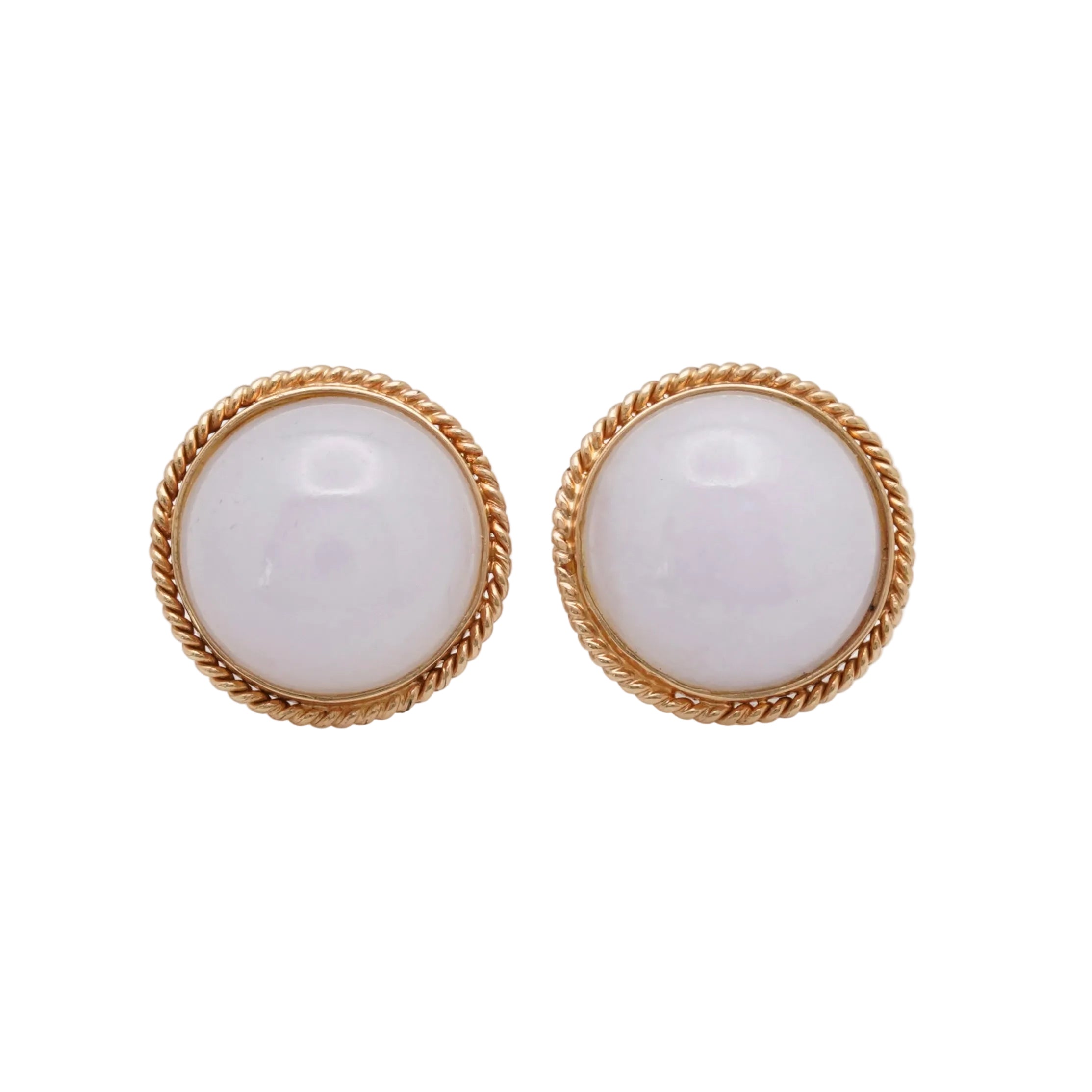 Estate Lavender Jadeite Jade Earrings in 14K Gold