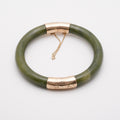 Vintage Nephrite Jade Bangle Bracelet in 14K Gold