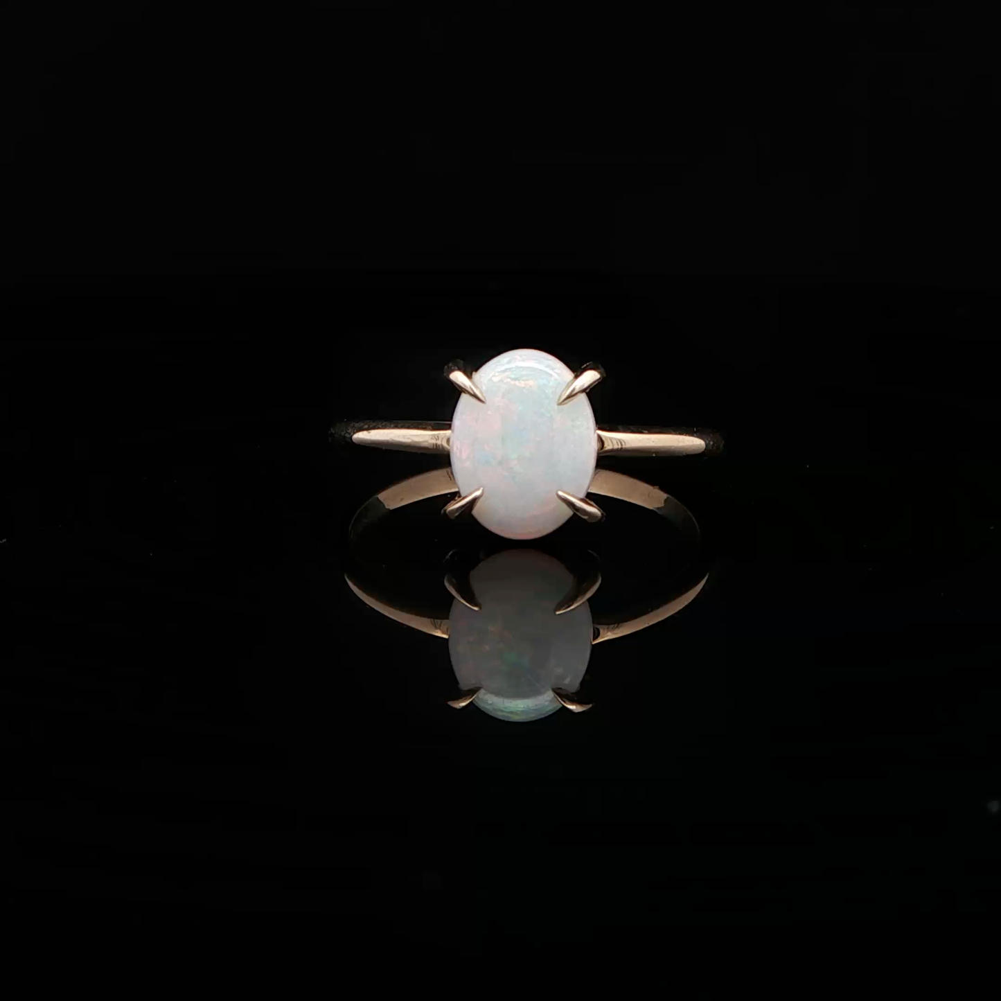 ~1ct Custom Recycled White Opal in Solid 14k Gold Ring