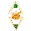 Mandarin Garnet & Tsavorite Lapel Pin with Yellow Plated Post and Back in 14K Yellow Gold