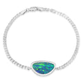 Australian Opal Doublet & Diamond Bracelet in White 14K Gold