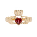 Vintage Claddagh Garnet Ring in 14K Gold