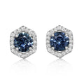Montana Sapphire & Diamond Earrings in 14K White Gold