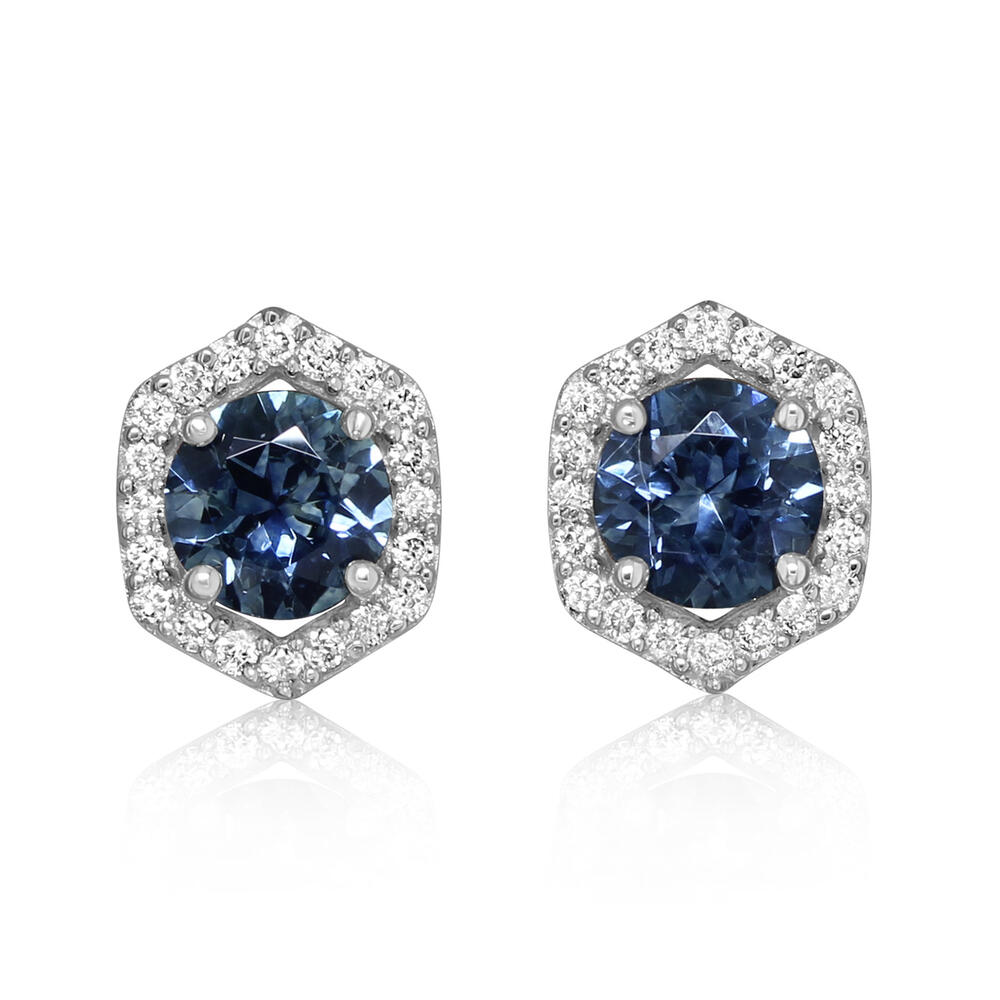 Montana Sapphire & Diamond Earrings in 14K White Gold