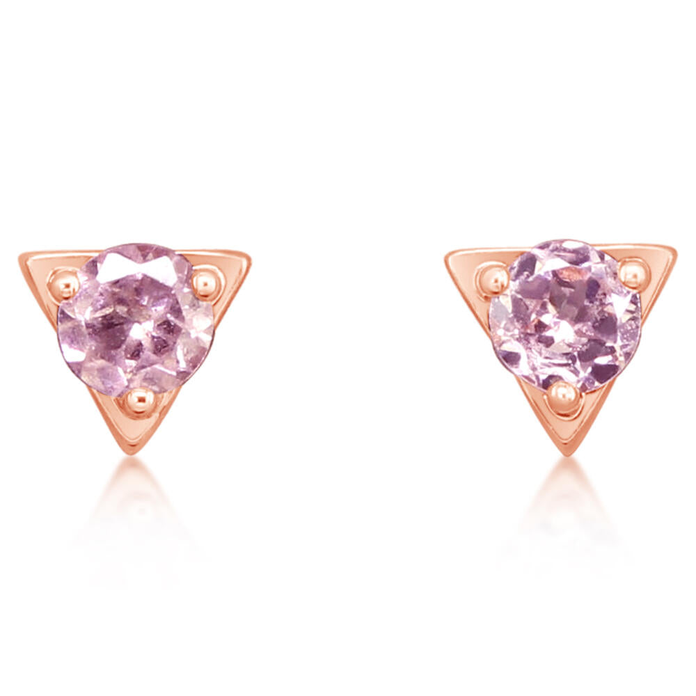 Lotus Garnet Earrings in 14K Rose Gold