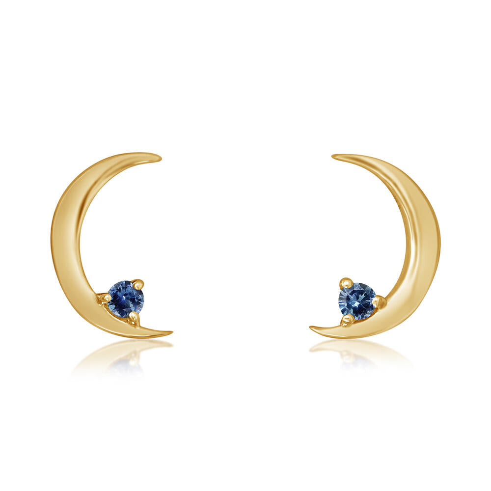 Montana Sapphire Moon Earrings in 14K Yellow Gold