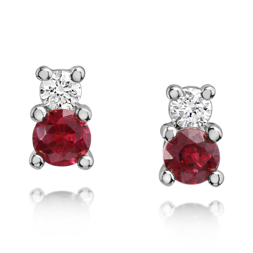 Ruby & Diamond "Gummy Bear" Earrings in 14k White Gold