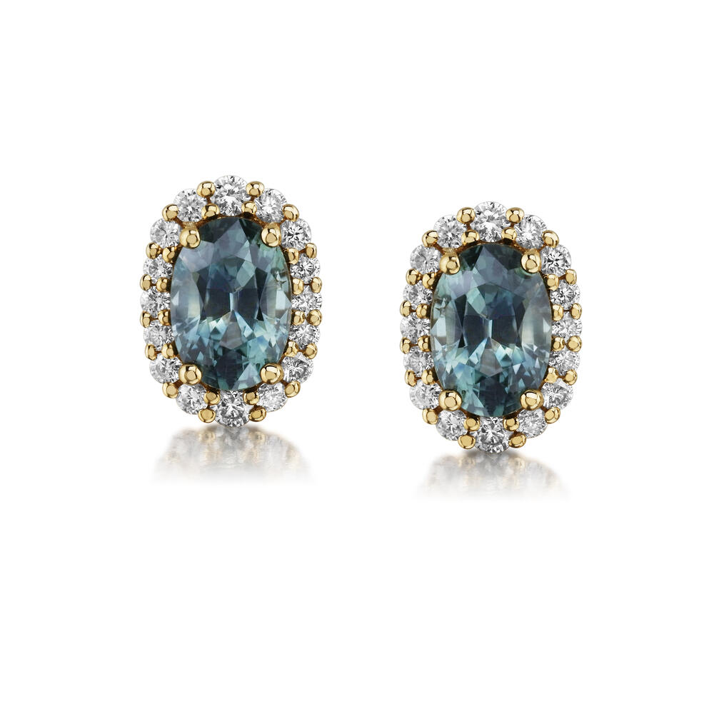 Montana Sapphire & Diamond Earrings in 14K Yellow Gold