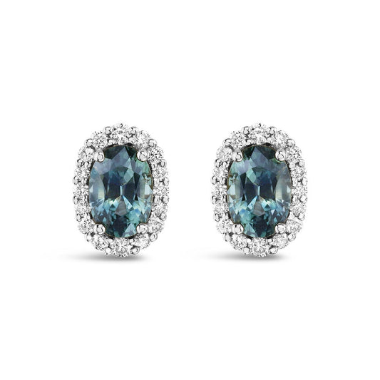 1.22ctw. Montana Sapphire & Diamond Earrings in 14k Gold