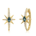 Montana Sapphire & Diamond Star Earrings in 14K Yellow Gold