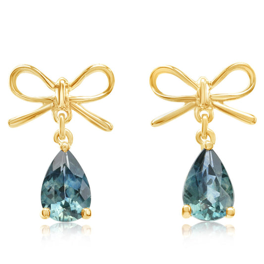 Montana Sapphire Bow Earrings in 14K Gold
