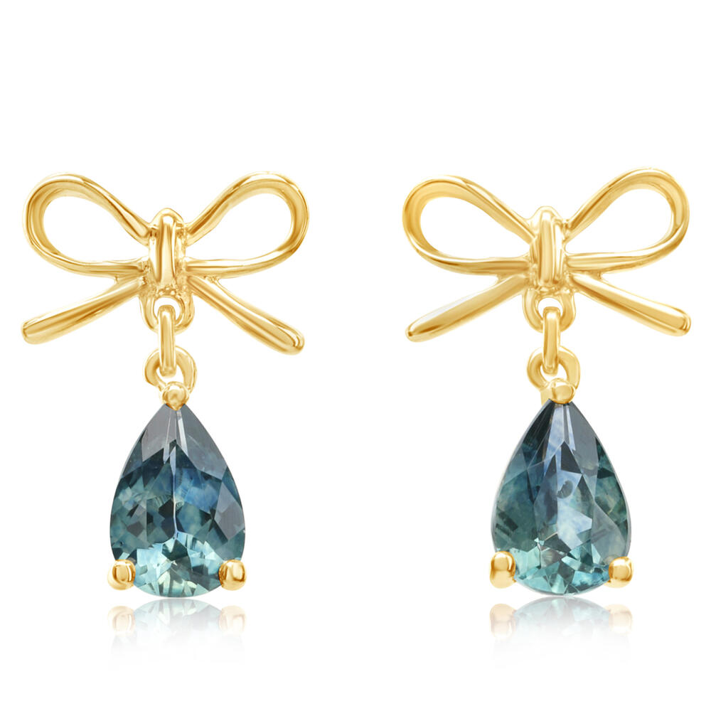 Montana Sapphire Bow Earrings in 14K Yellow Gold