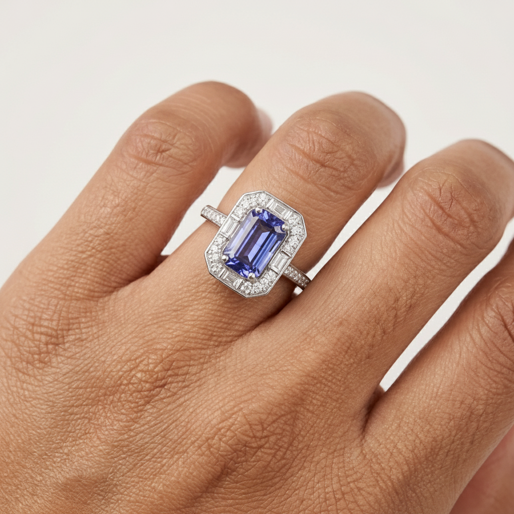Tanzanite & Diamond Ring in Platinum