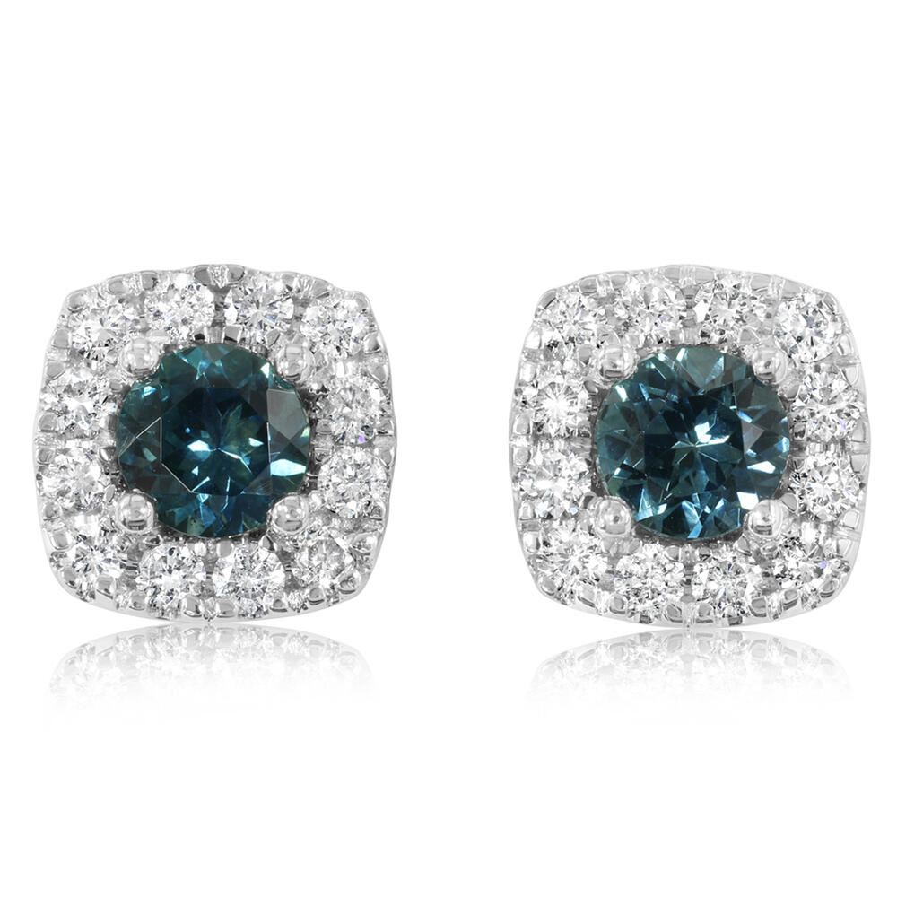 1.68 ctw. Montana Sapphire & Diamond Earrings in 14k Gold