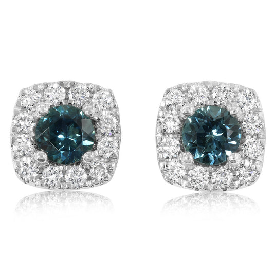 1.68 ctw. Montana Sapphire & Diamond Earrings in 14k Gold