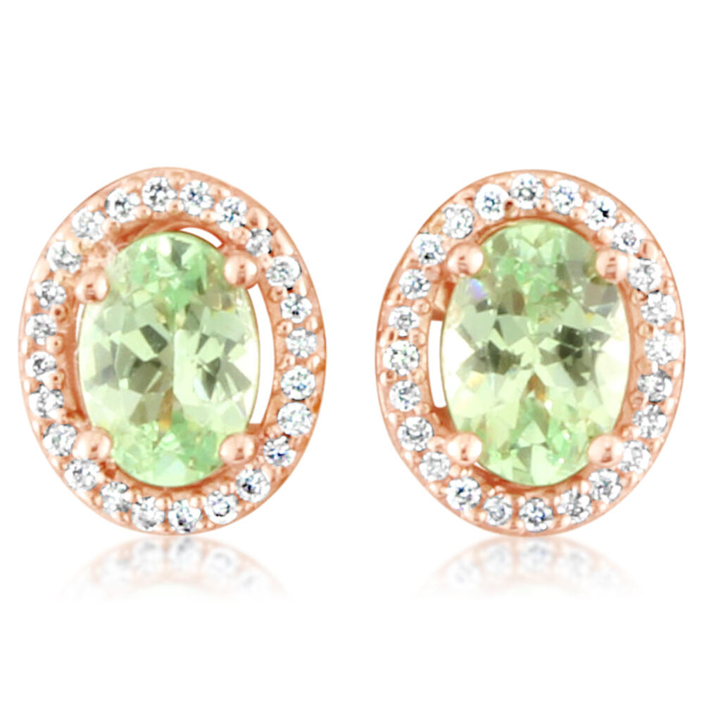 Mint Garnet & Diamond Earrings in 14K Rose Gold