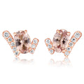 Lotus Garnet & Diamond Earrings in 14K Rose Gold