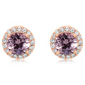 Lotus Garnet & Diamond Earrings in 14K Rose Gold