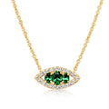 Tsavorite Garnet & Diamond Necklace in 14K Yellow Gold