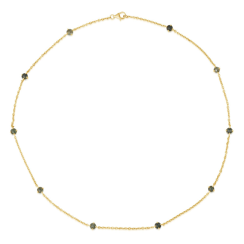 Fancy Montana Sapphire Station Necklace in 14K Gold