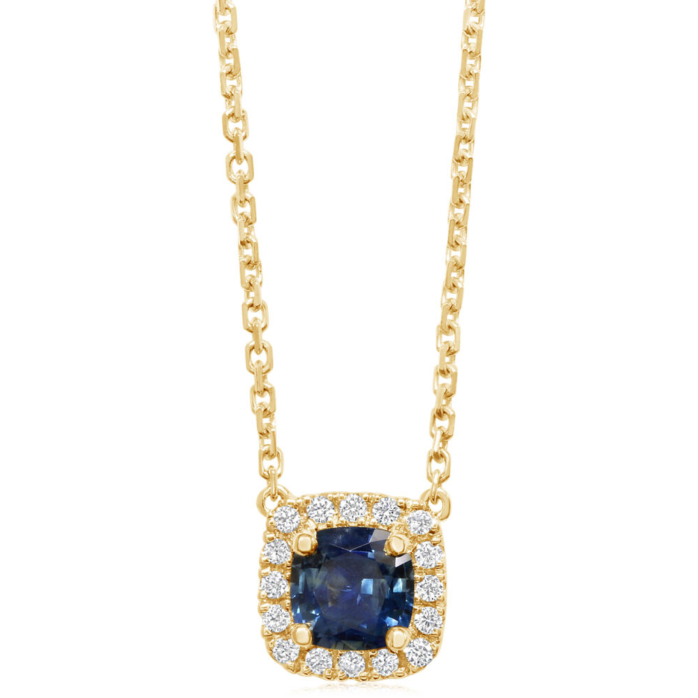 Montana Sapphire & Diamond Necklace in 14K Yellow Gold