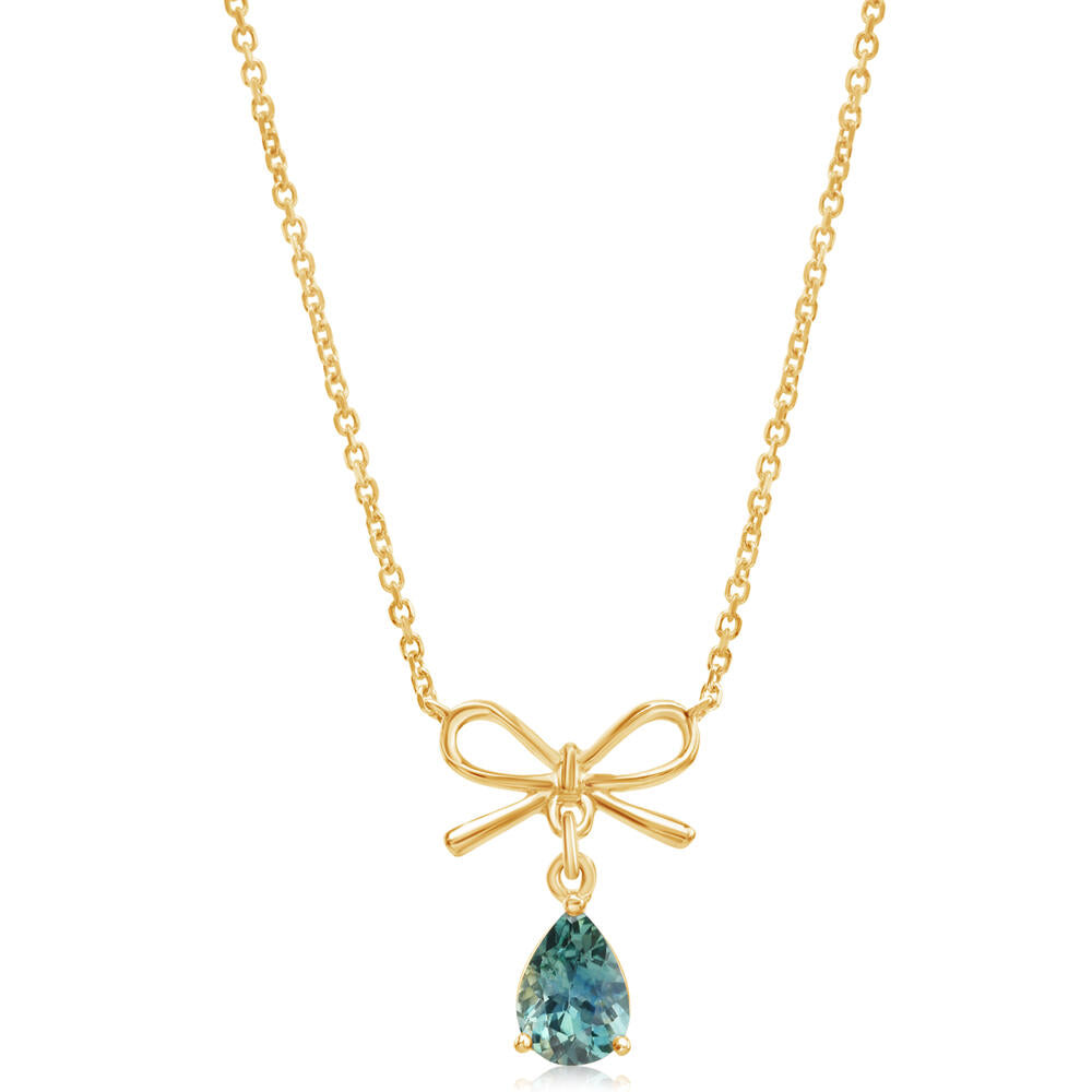 Montana Sapphire Bow Necklace in 14K Yellow Gold