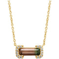 Bi-Color Tourmaline & Diamond Necklace in 14K Yellow Gold