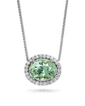 Mint Garnet & Diamond Necklace in 14K White Gold