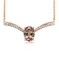 Lotus Garnet & Diamond Necklace in 14K Rose Gold