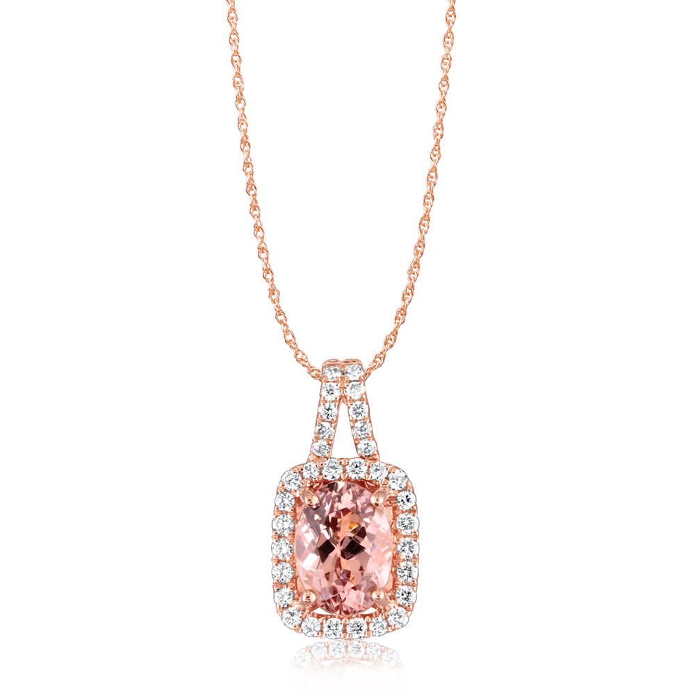 Lotus Garnet & Diamond Pendant in 14K Rose Gold