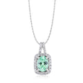 Mint Garnet & Diamond Pendant in 14K White Gold