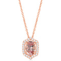 Lotus Garnet & Diamond Pendant in 14K Rose Gold