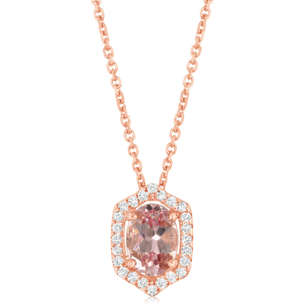 Lotus Garnet & Diamond Pendant in 14K Rose Gold