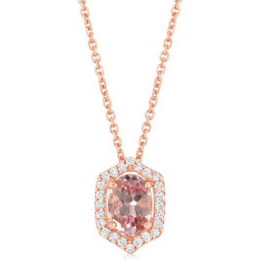 Lotus Garnet & Diamond Pendant in 14K Rose Gold