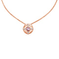 Lotus Garnet & Diamond Pendant in 14K Rose Gold